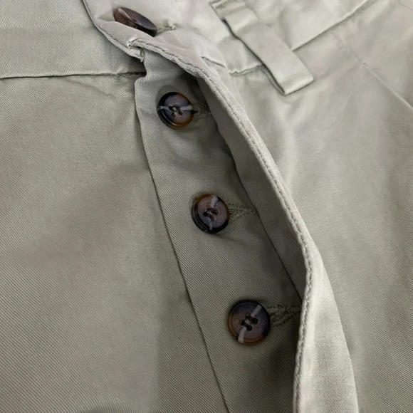 Amendi Gunnar in Green Organic Cotton Pleat Front Button Fly Pants - NEW Size 34 - Picture 8 of 13